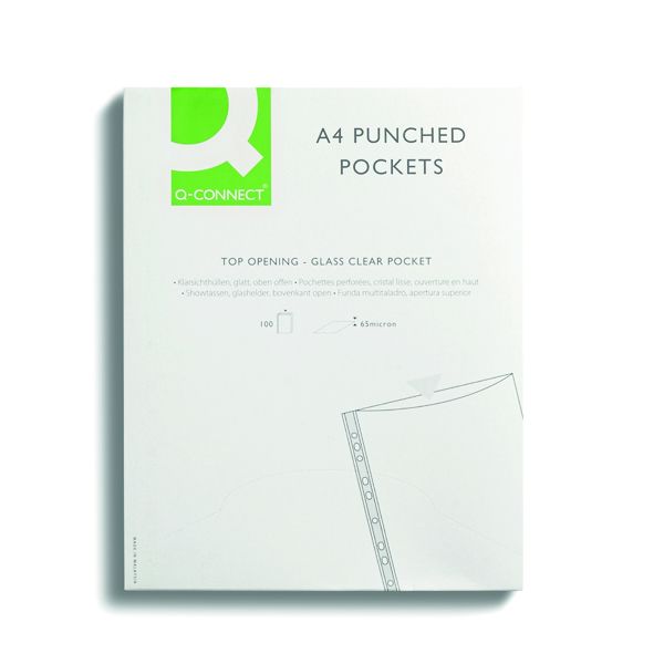Q-Connect Punched Pocket Glass Pk100 image