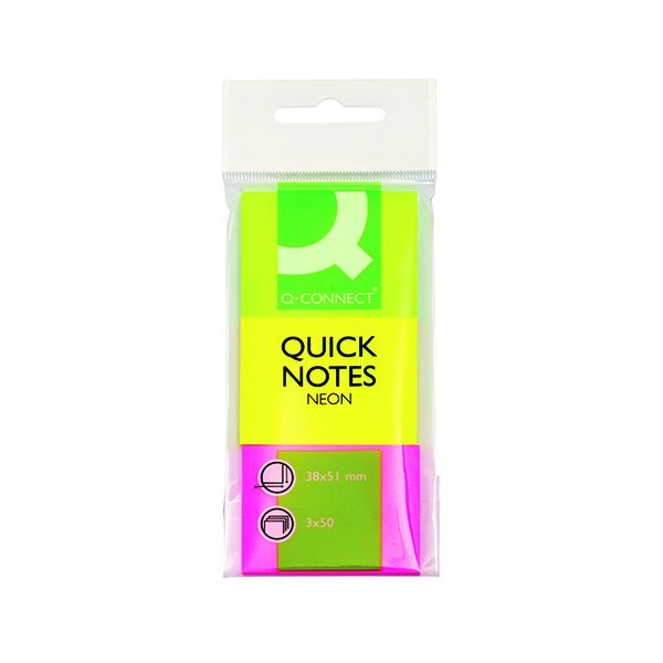 Q-Connect Neon QuickNote 38x51mm Pk3 image