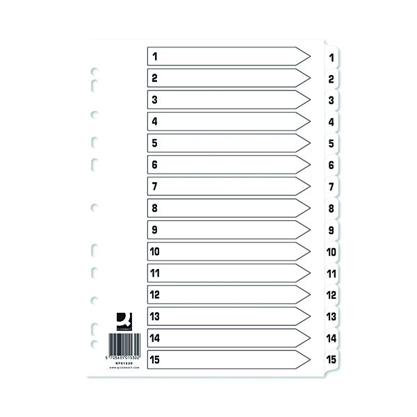 Q Connect Index 1-15 Board Reinf Wht image