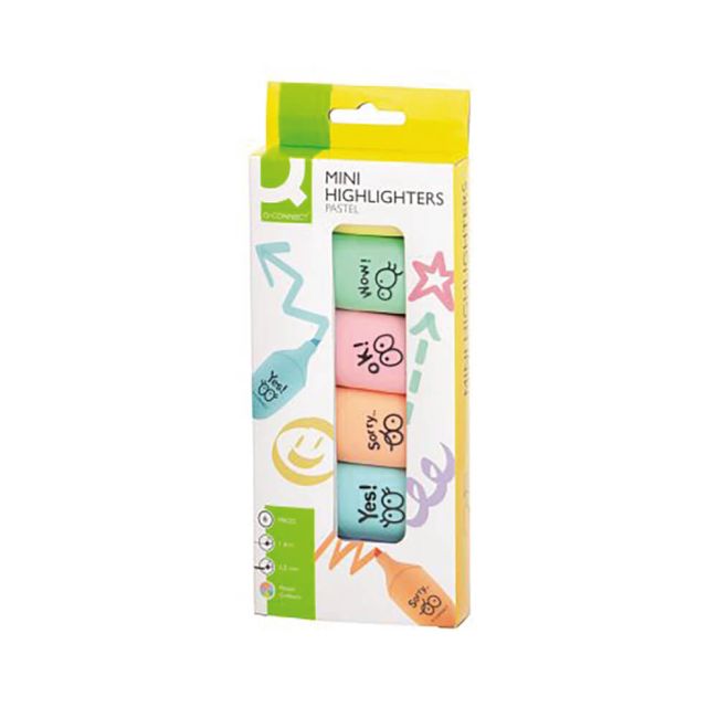 Q-Connect Fun Mini Highlighter Pens Pastel Assorted Pack of 6 KF17419 image 2