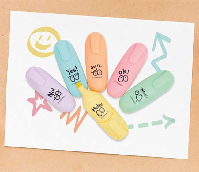 Q-Connect Fun Mini Highlighter Pens Pastel Assorted Pack of 6 KF17419 image 4