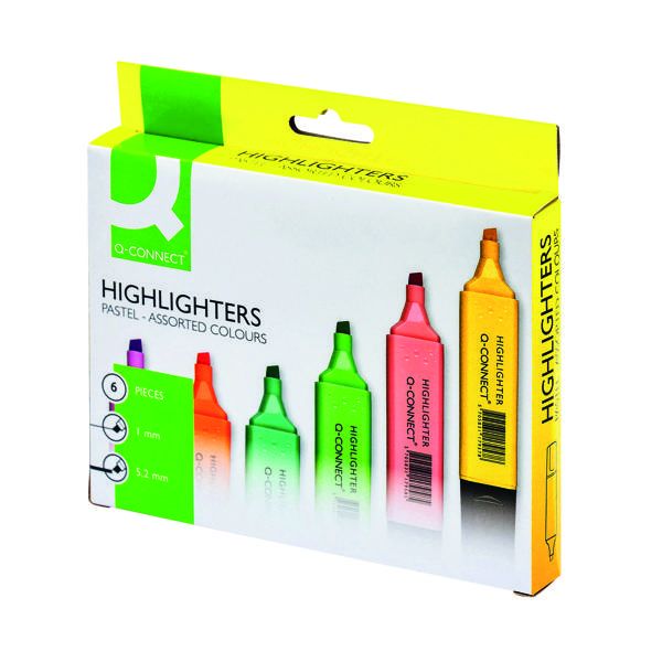 Q-Connect Pastel Highlighters Pk6 image