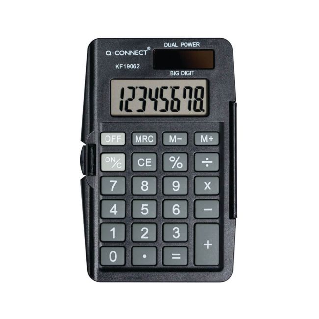 Q-Connect 8 Digit Pocket Calculator with Cover Black KF19062 image 3