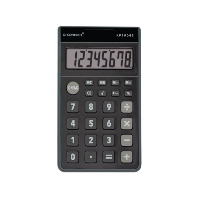 Q-Connect 8 Digit Pocket Calculator Black KF19063 image 1