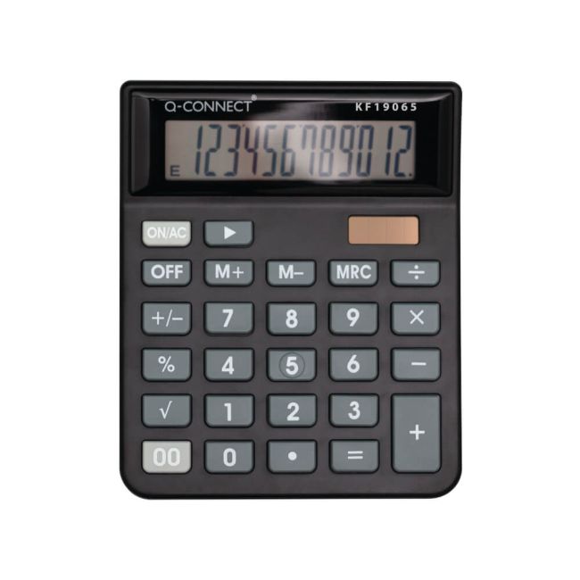 Q-Connect 12 Digit Table Top Calculator Medium Black KF19065 image 1