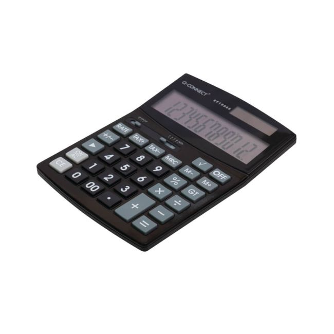 Q-Connect 12 Digit Business Table Top Calculator Large Black KF19066 image 2