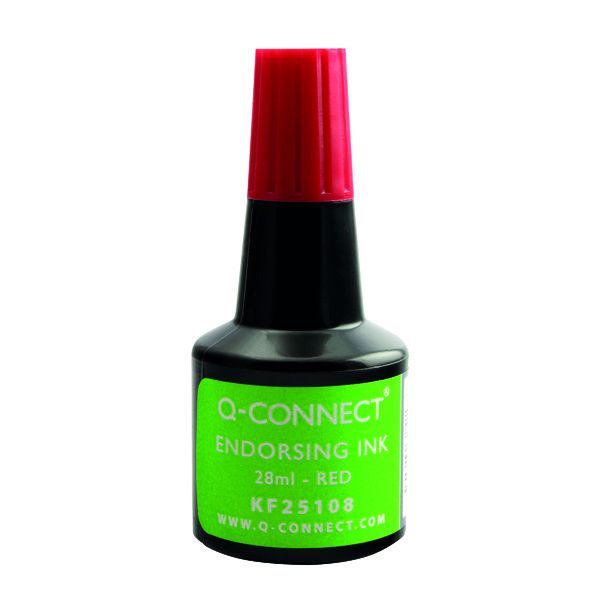 Q-Conn Endorsing Ink 28Ml Red Pk10 image