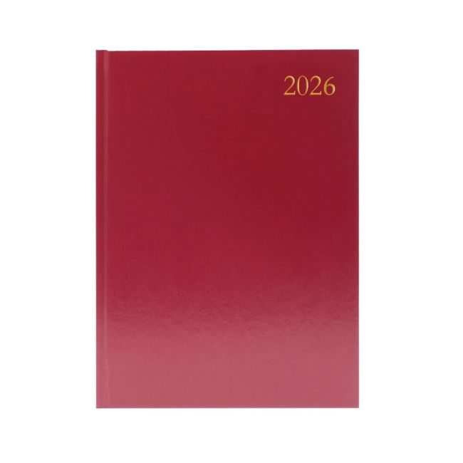 5 Star Desk Diary Day Per Page A4 Burgundy 2026 KFA41BG26 image 1