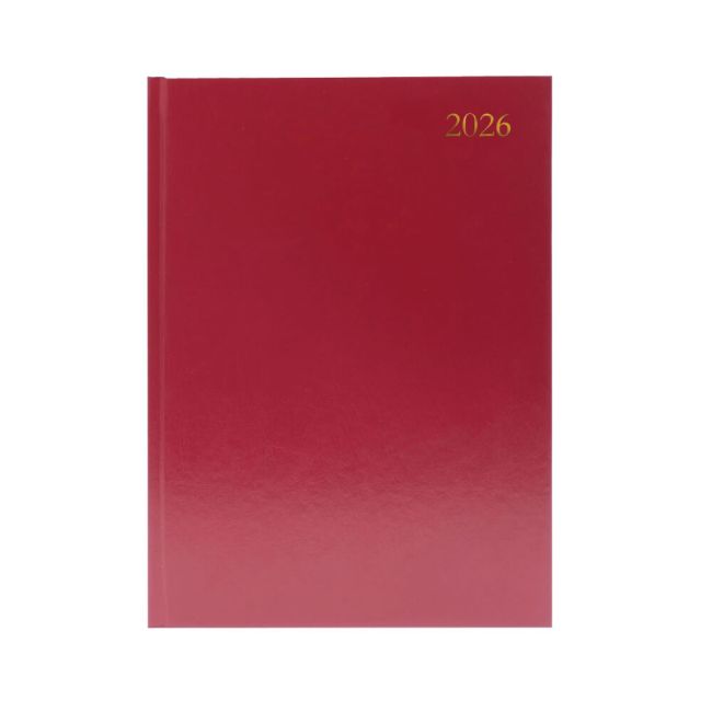 5 Star Desk Diary 2 Day Per Page A4 Burgundy 2026 KFA42BG26 image 1