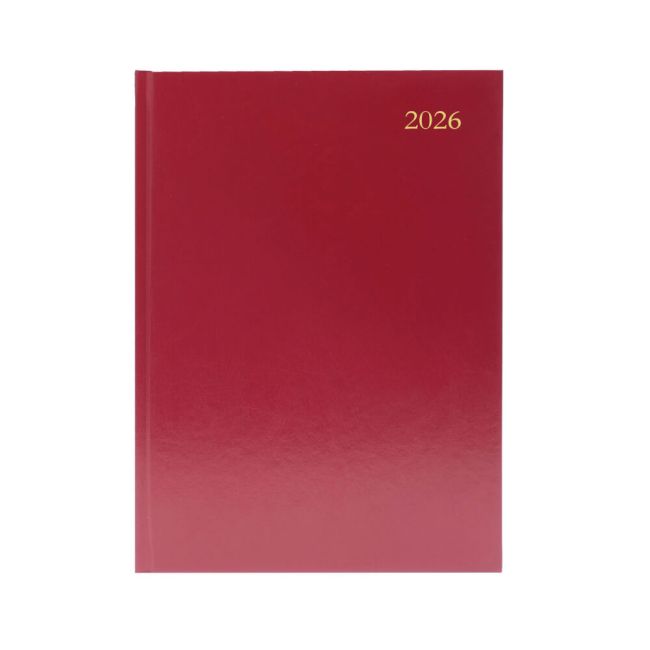 5 Star Desk Diary 2 Day Per Page A5 Burgundy 2026 KFA52BG26 image 1