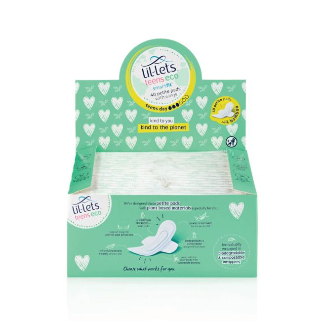 Lil-Lets Teens Eco Sanitary Pads Wrapped with Wings (Pack of 40) 94TECODY40 image 1