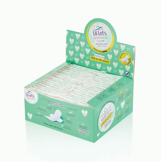 Lil-Lets Teens Eco Sanitary Pads Wrapped with Wings (Pack of 40) 94TECODY40 image 3
