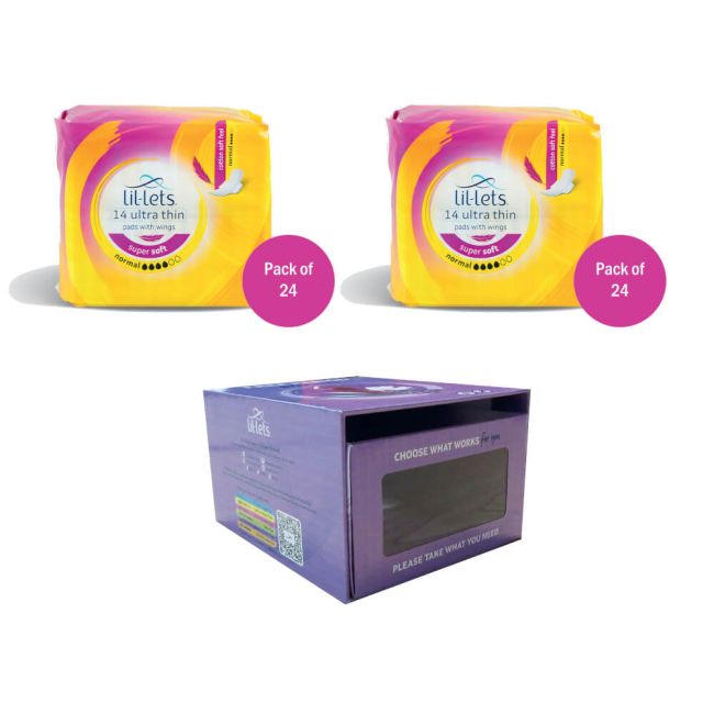 Lil-Lets Supersoft Sanitary Pads Normal x14 Pack of 24 Buy 2 Get FOC Dispenser image 1