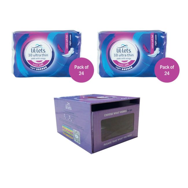 Lil-Lets Supersoft Sanitary Pads Night x10 Pack of 24 Buy 2 Get FOC Dispenser image 1