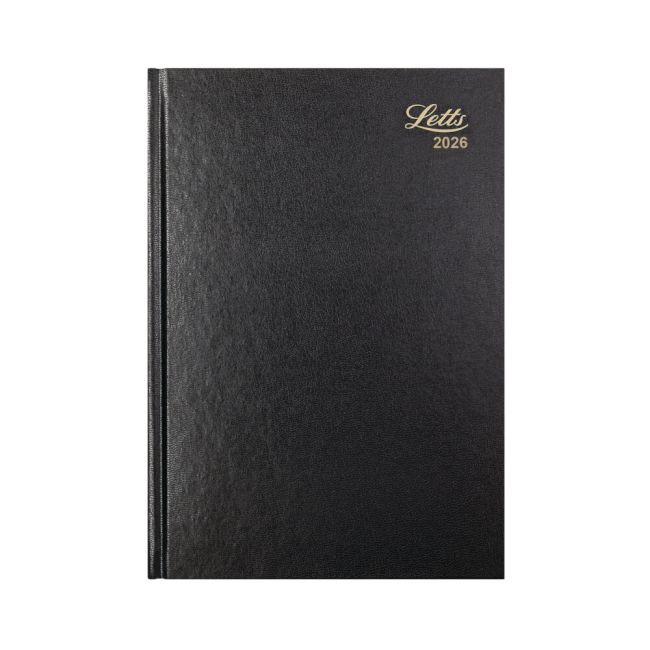 Letts Desk Diary Day Per Page Appointment A5 Black 2026 26-T11XBK image 1