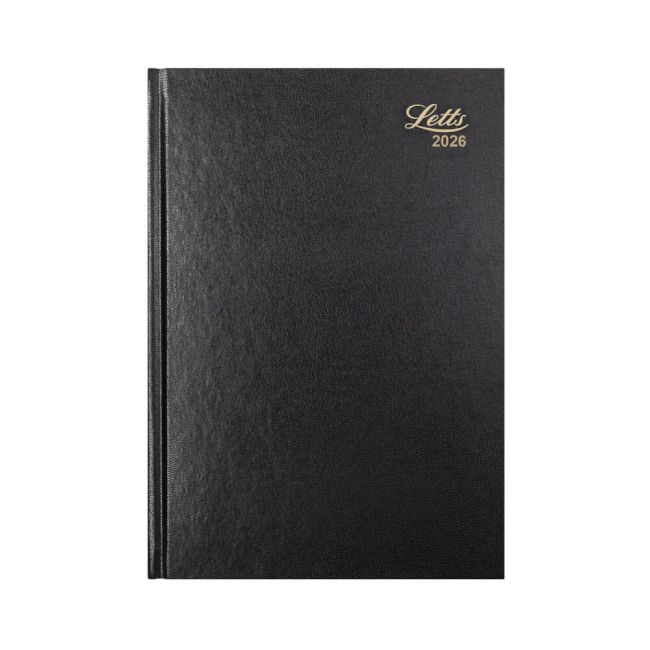 Letts Desk Diary Day Per Page A4 Black 2026 26-T11ZBK image 1