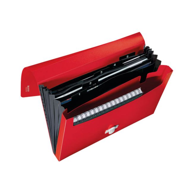 Leitz Recycle Expanding Concertina File A4 PP Red Pack of 5 46240025 image 2