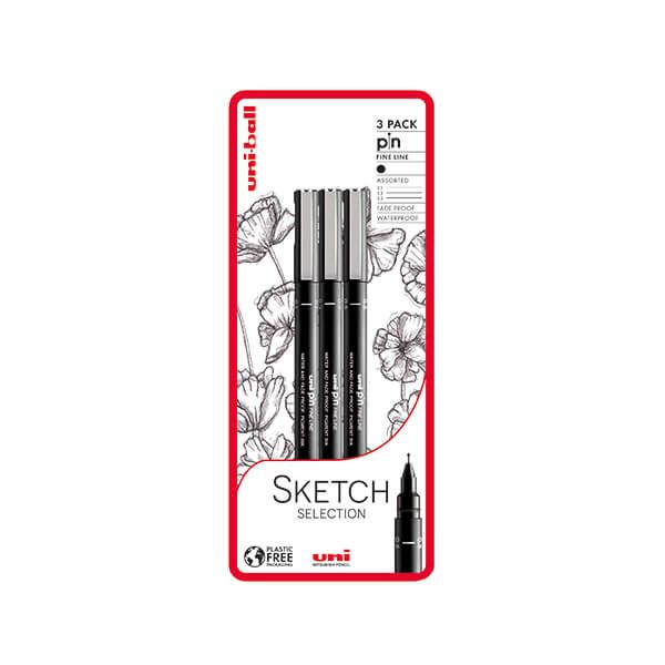 Uni-Ball PIN Sketch x3 Pen Blist Blk image