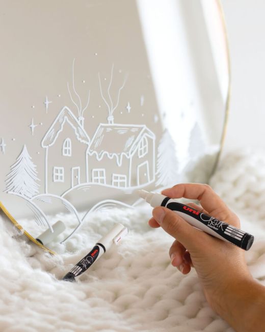 Uni-Ball UniChalk PWE5M Glass Marker Bullet Tip White (Pack of 6) 264614000 image 3