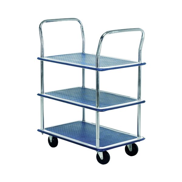 Barton 3 Shelf Trolley Silver/Blue image