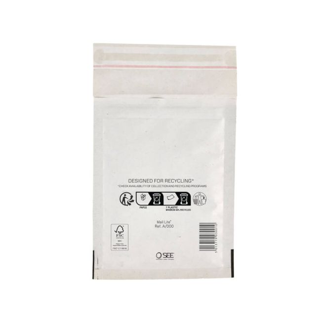 Sealed Air Bubble Lined Postal Bag White A000 110x160mm (Pack of 100) 103005566 image 1
