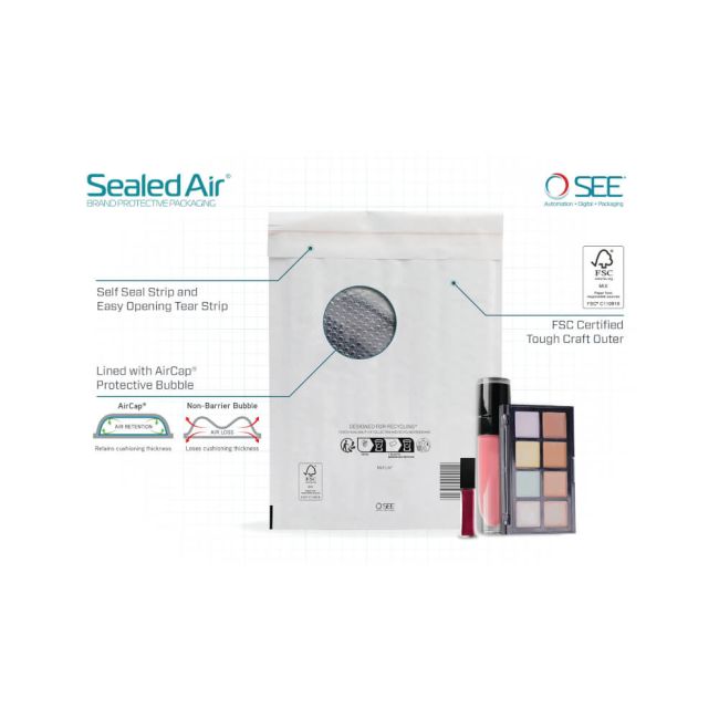 Sealed Air Bubble Lined Postal Bag White A000 110x160mm (Pack of 100) 103005566 image 2