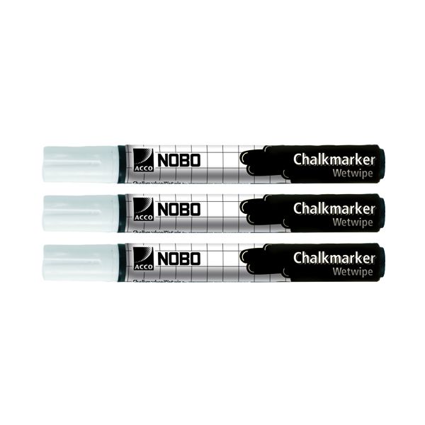 Nobo Chalk Marker White Pk3 image