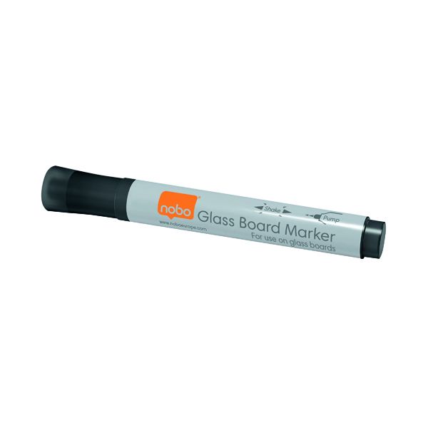 Nobo Glass Whitebd Marker Blk Pk4 image