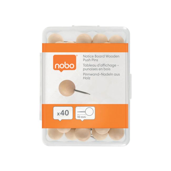 Nobo Noticeboard Wooden Push Pin (Pack of 40) 1915709 image 1