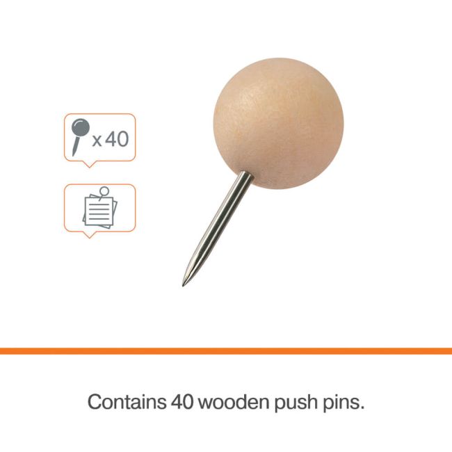 Nobo Noticeboard Wooden Push Pin (Pack of 40) 1915709 image 4
