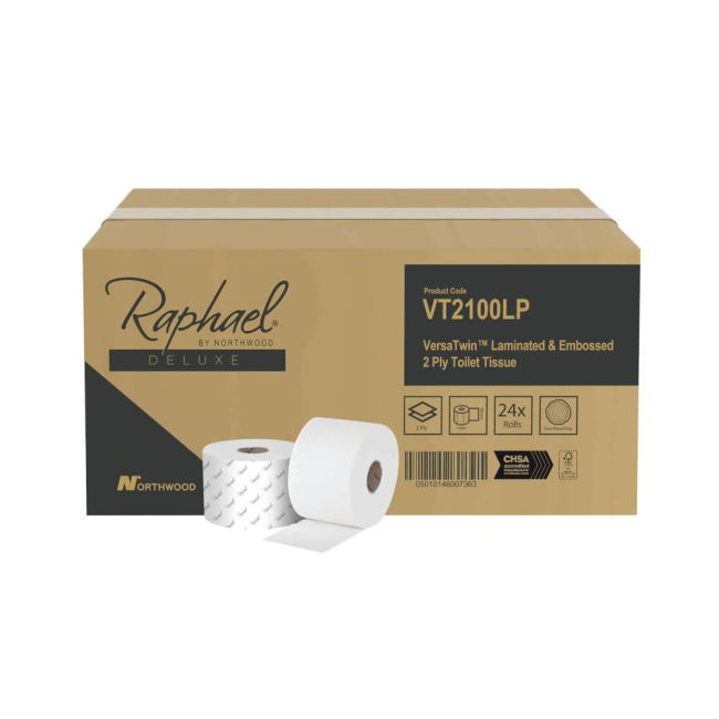 Raphael 2-Ply Versatwin Micro Jumbo Pulp Toilet Roll 100m (Pack of 24) VT2100LPDS image 1