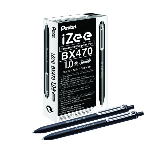 Pentel iZee R Blpt Pen 1.0 Blk Pk12 image