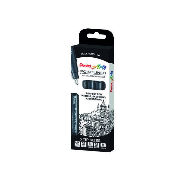 Pentel Pointliner Ast Sizes Black P5 image