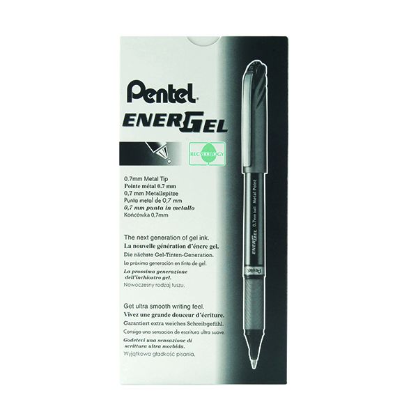 Pentel Metal Tip Liquid Gel Blk Bx12 image