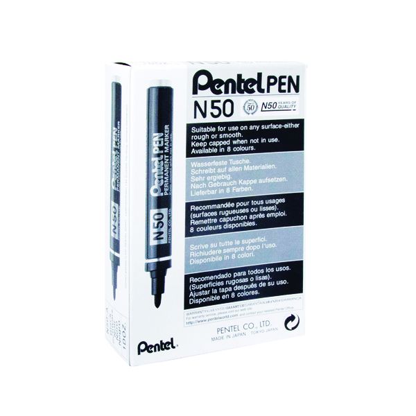 Pentel N50 Bullet Marker Blk Box 12 image