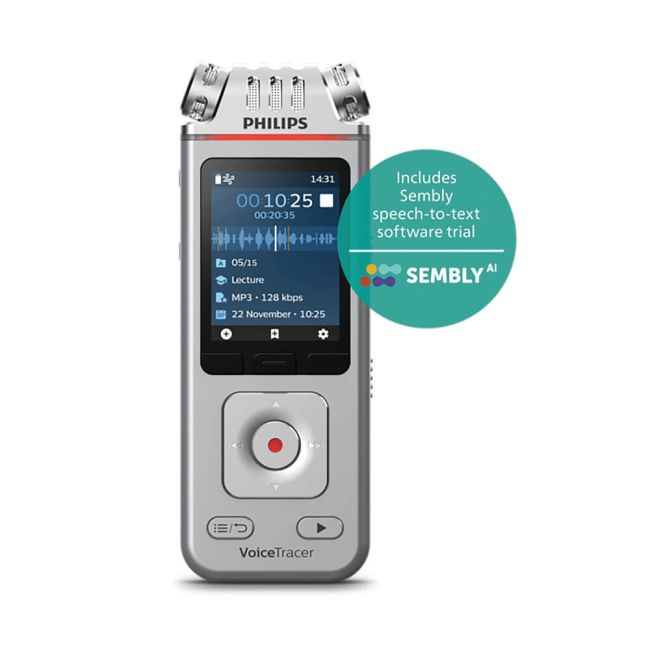 Philips VoiceTracer Audio Recorder with Sembly AI Speech-To-Text Cloud Software DVT4115/00 image 2
