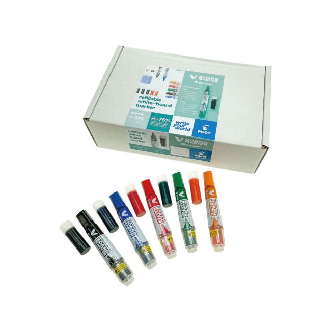 Pilot V-Board Master Markers Classpack Bullet Tip 30 Pens + 20 Refills (Pack of 50) 5012052029651 image 1