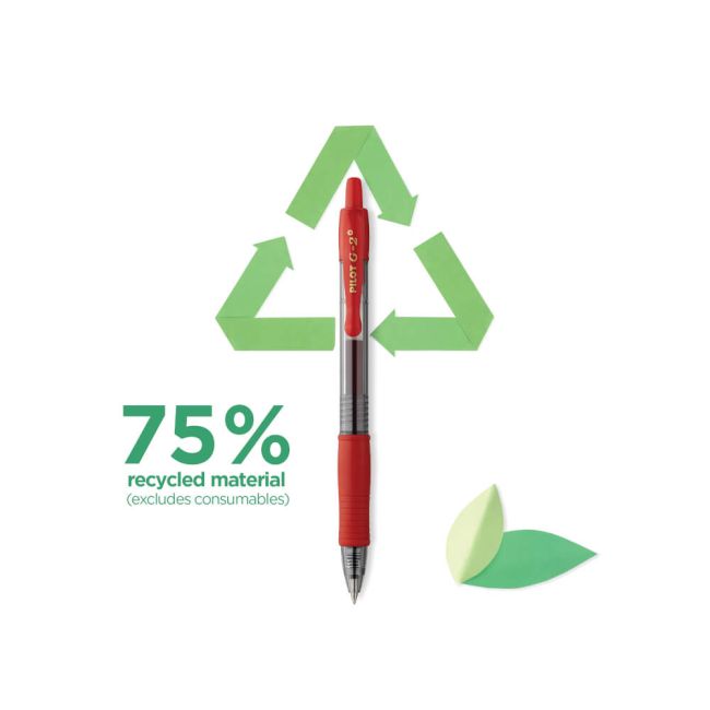 Pilot G-2 Plus Begreen Gel Ink Rollerball Medium Red (Pack of 12) PUJ163173 image 3