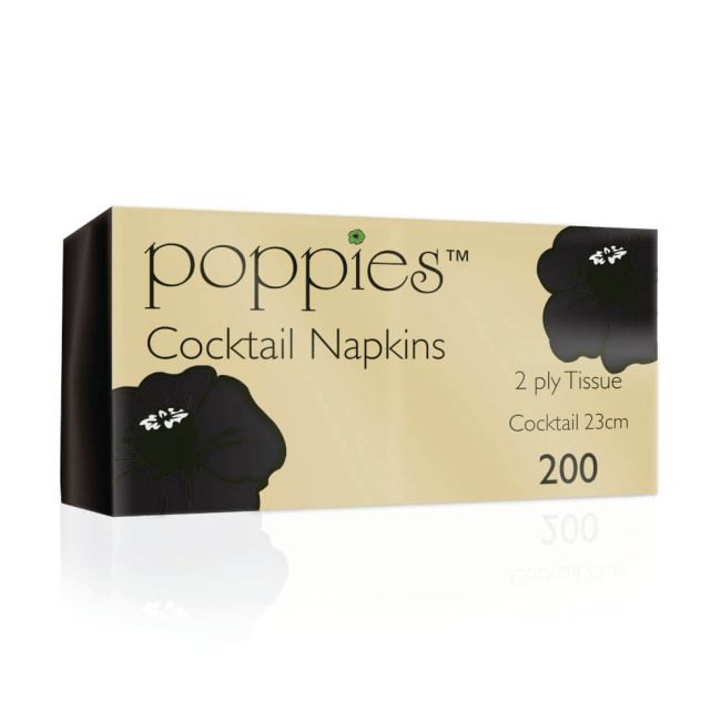 Poppies Cocktail Napkins Black (Pack of 4000) 2424BK image 1