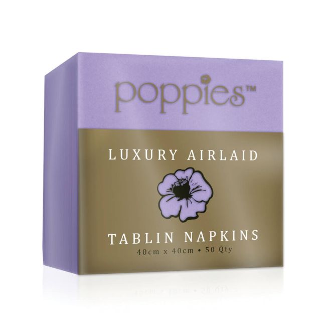 Poppies Tablin Napkins 4 Fold 40cm Lilac (Pack of 500) 4044LC image 1
