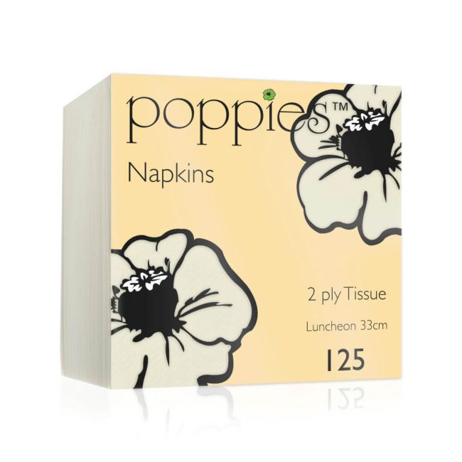 Poppies 2-Ply Napkins 4 Fold 33cm Champagne (Pack of 2000) 3324CP/CASE image 1