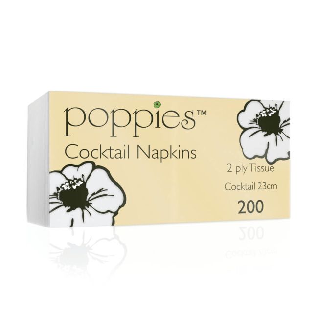 Poppies Cocktail Napkins White (Pack of 2000) 2424WH2 image 1