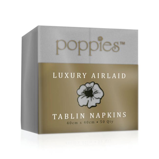 Poppies Tablin Napkins 8 Fold 40cm Grey (Pack of 500) 4048GR image 1