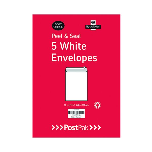 C5 P/Seal Wht 90gsm Env Pack 5 x40 image