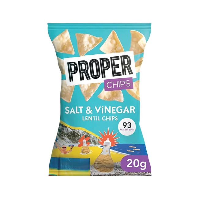 Proper Chips Lentil Chips Salt and Vinegar 20g (Pack of 24) 12372 image 1