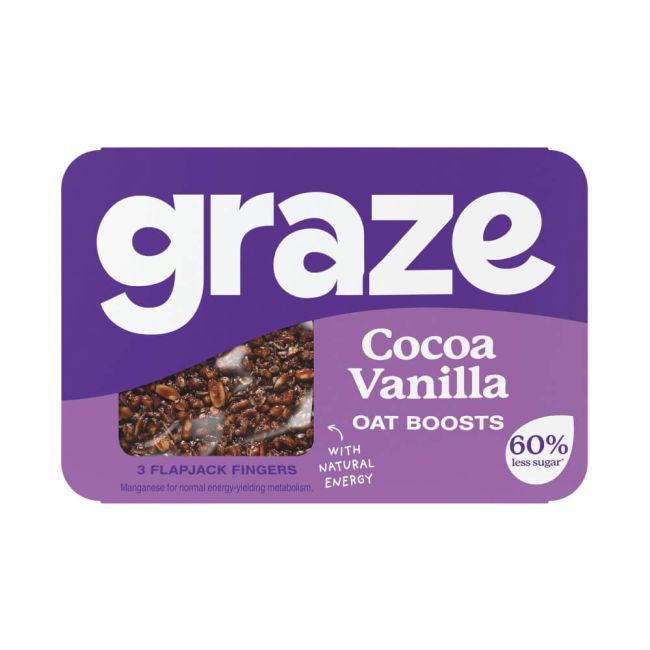 Graze Cocoa Vanilla Oat Boosts Flapjack Snack 50g (Pack of 9) C009513 image 1