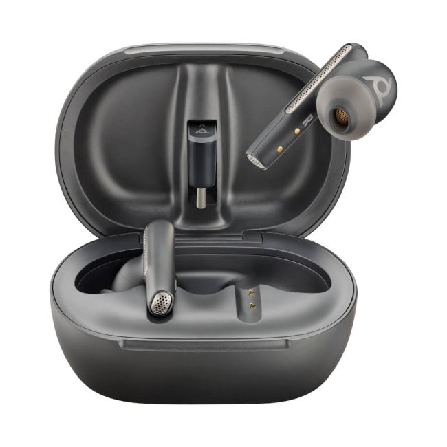 Poly Voyager Free 60+ UC Carbon Black Earbuds +BT700 USB-C Adapter +Touchscreen Charge Case 7Y8G4AA image 1