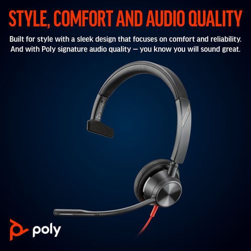 Poly Blackwire 3315 Monaural MS USB-C/A +3.5mm Headset 8X218AA image 2