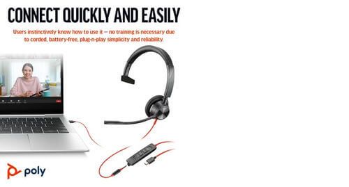 Poly Blackwire 3315 Monaural MS USB-C/A +3.5mm Headset 8X218AA image 5