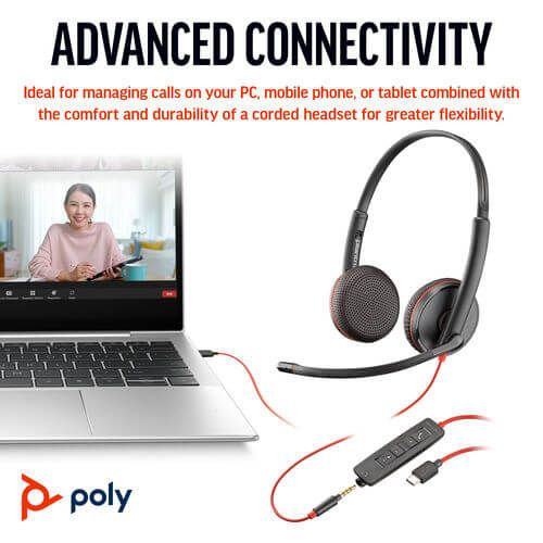 Poly Blackwire 3225 Stereo UC USB-C/A +3.5mm Headset 8X229AA image 5